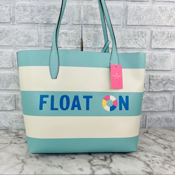 Kate Spade Pool Float Tote, Splash Key Chain, Large Wallet & Card Holder Wallet - Picture 3 of 16